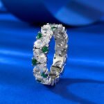 Elegant 925 Sterling Silver Eternity Band with Emerald