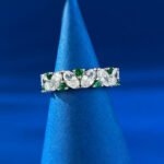 Elegant 925 Sterling Silver Eternity Band with Emerald