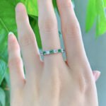 Elegant S925 Sterling Silver Ring with White and Green Zircon