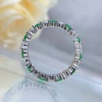 Elegant S925 Sterling Silver Ring with White and Green Zircon