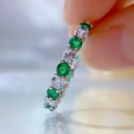 Elegant S925 Sterling Silver Ring with White and Green Zircon