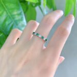 Elegant S925 Sterling Silver Ring with White and Green Zircon