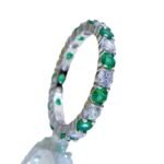 Elegant S925 Sterling Silver Ring with White and Green Zircon