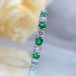 Elegant S925 Sterling Silver Ring with White and Green Zircon